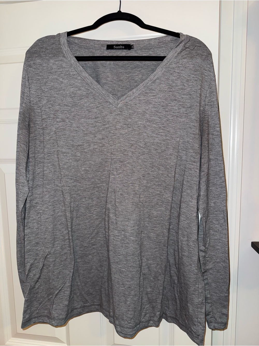 Women’s V-Neck Long Sleeve Shirt- Gray